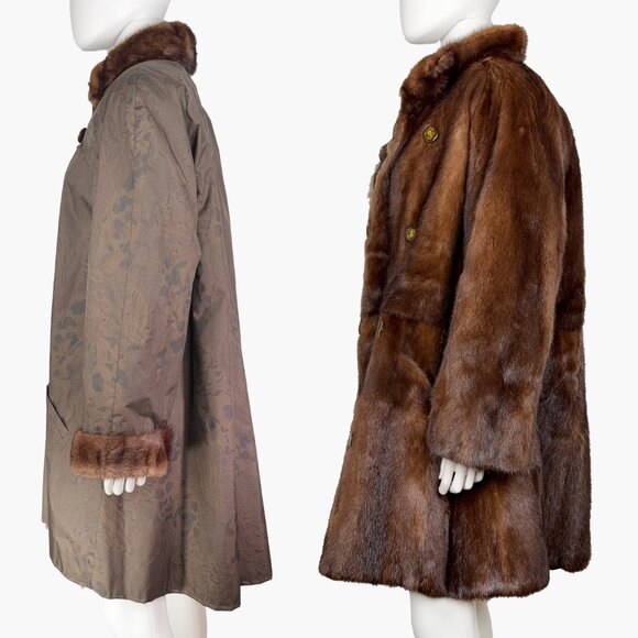 NWOT WILD FURS Genuine Bear Fur Reversible Raincoat (Green/Brown | Size M/L) - Picture 3 of 12